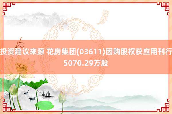 投资建议来源 花房集团(03611)因购股权获应用刊行5070.29万股