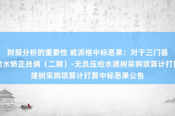 财报分析的重要性 威派格中标恶果：对于三门县高层住宅二次给水矫正技俩（二期）-无负压给水建树采购项算计打算中标恶果公告