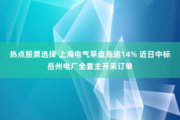 热点股票选择 上海电气早盘涨逾14% 近日中标岳州电厂全套主开采订单