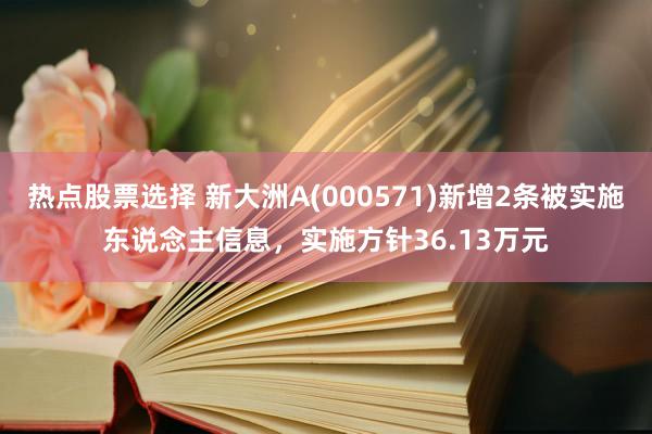 热点股票选择 新大洲A(000571)新增2条被实施东说念主信息，实施方针36.13万元