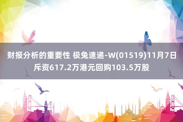 财报分析的重要性 极兔速递-W(01519)11月7日斥资617.2万港元回购103.5万股