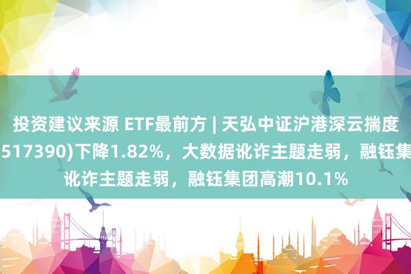 投资建议来源 ETF最前方 | 天弘中证沪港深云揣度打算产业ETF(517390)下降1.82%，大数据讹诈主题走弱，融钰集团高潮10.1%