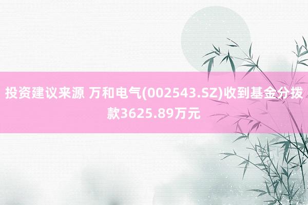 投资建议来源 万和电气(002543.SZ)收到基金分拨款3625.89万元