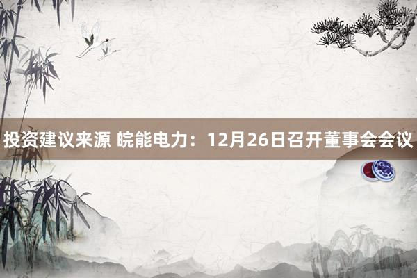 投资建议来源 皖能电力：12月26日召开董事会会议