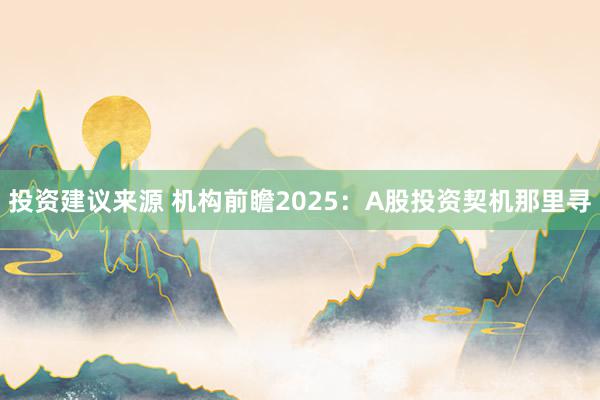 投资建议来源 机构前瞻2025：A股投资契机那里寻