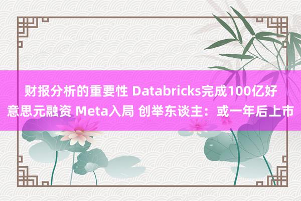 财报分析的重要性 Databricks完成100亿好意思元融资 Meta入局 创举东谈主：或一年后上市