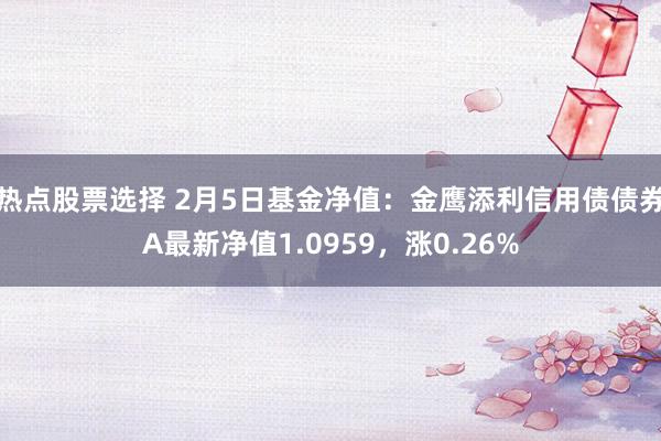 热点股票选择 2月5日基金净值：金鹰添利信用债债券A最新净值1.0959，涨0.26%