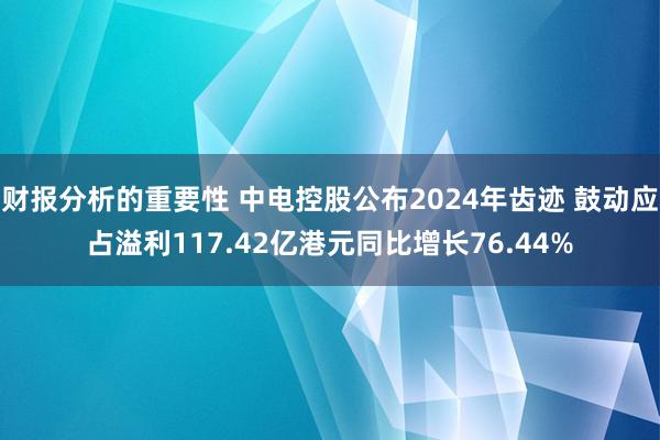 财报分析的重要性 中电控股公布2024年齿迹 鼓动应占溢利117.42亿港元同比增长76.44%